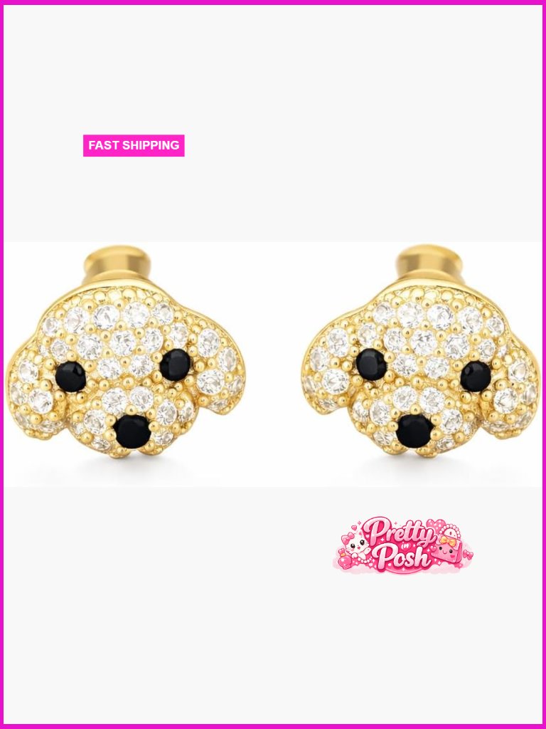 Dog Breed Stud Earrings With Crystals For Women